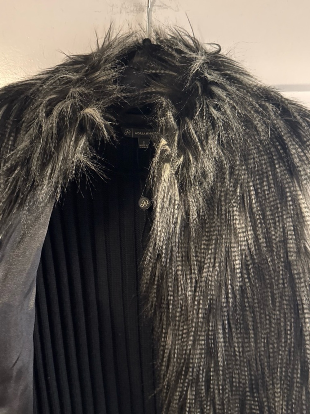 Adrianna Papell Black Faux-Fur Trim Teddy Jacket- Never worn